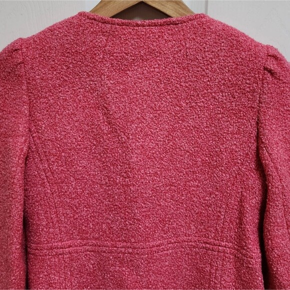 Milly Coat Women Sz 4 Pink Wool Silk Blend Double Breasted Button Lined Textured - Picture 5 of 13